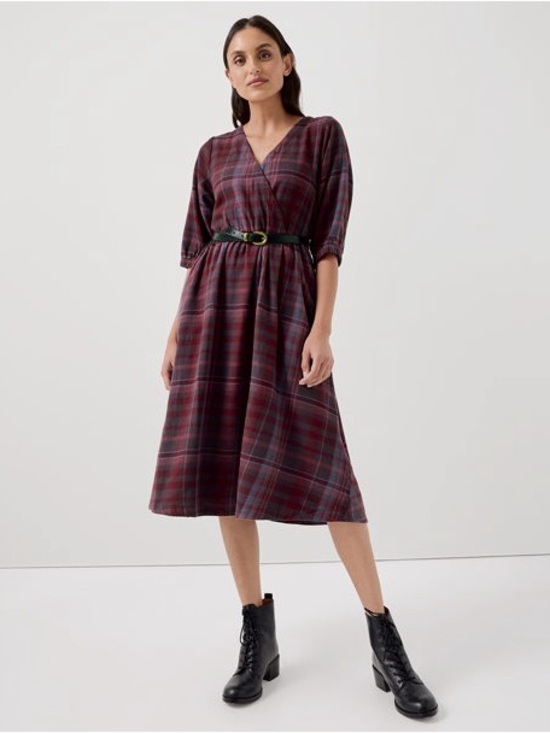 Pact Dresses & Skirts - Pact Fireside Flannel Crossover Dress Red XXL Plus Midi Organic Cotton